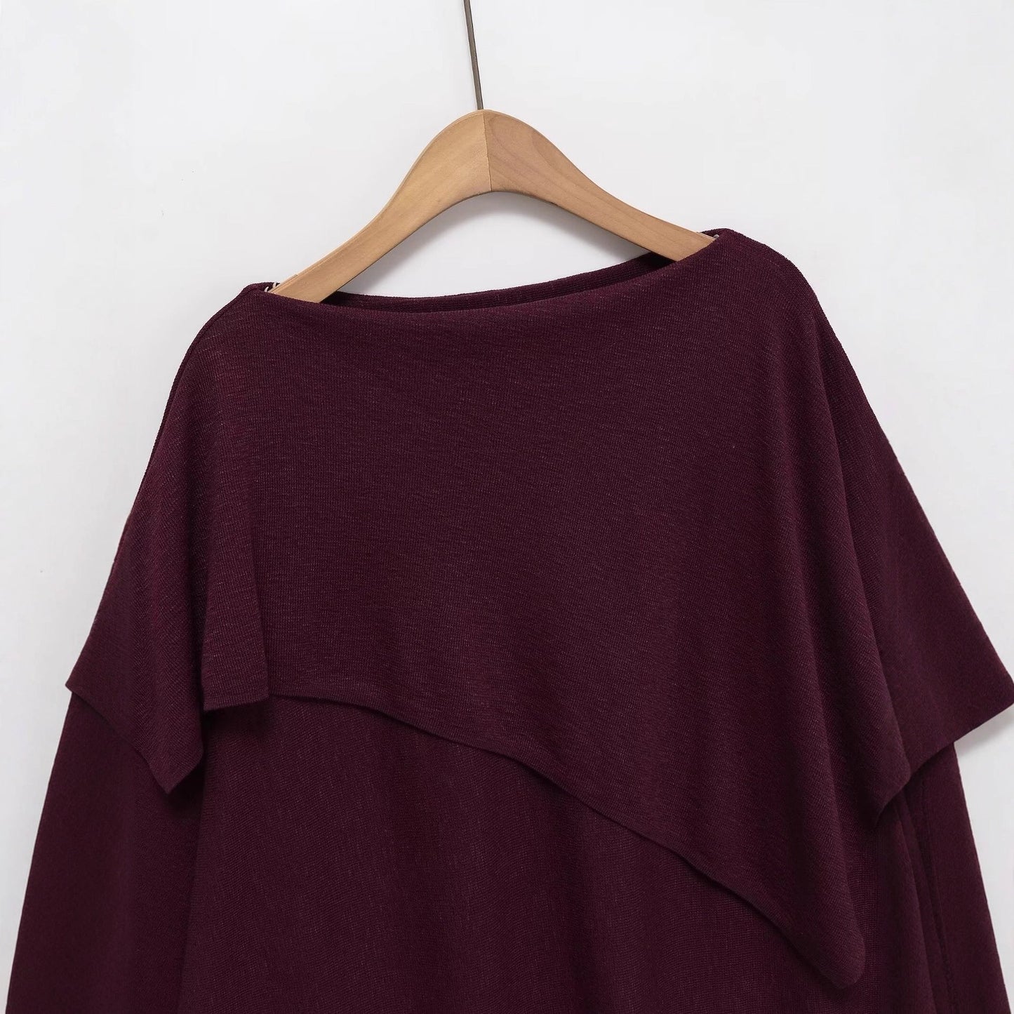 Round neck long sleeved layered decorative pullover sweater top for women